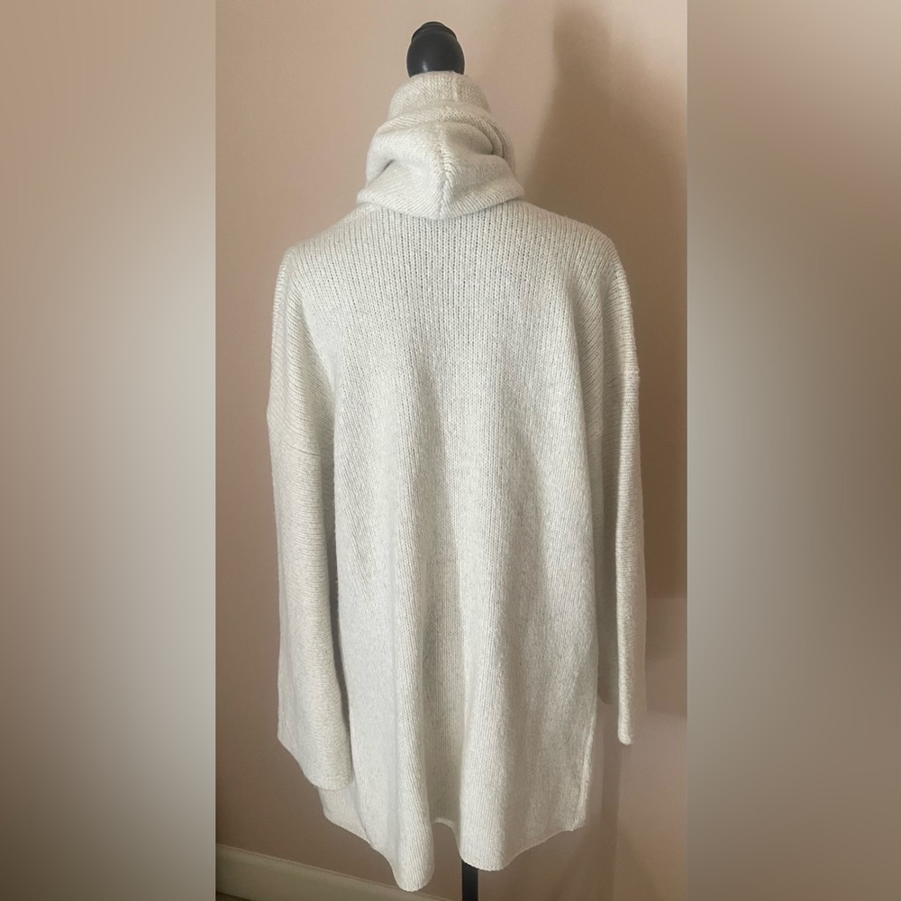 Vince Ivory Wool Blend Shawl/Cardigan Hooded Long Sweater Sz M. Style #F296 - Picture 2 of 8